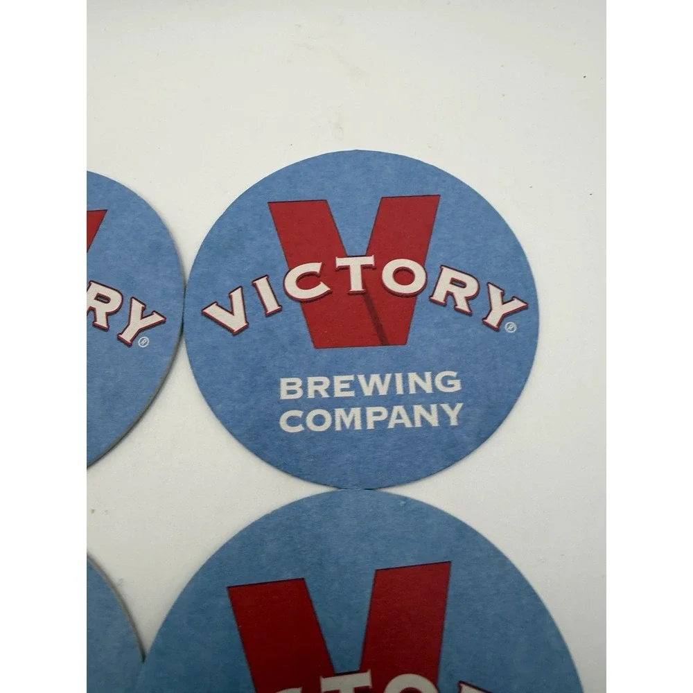 Victory Brewing Company Beer Coasters Set of 4 Blue Red Logo Bar Brewery